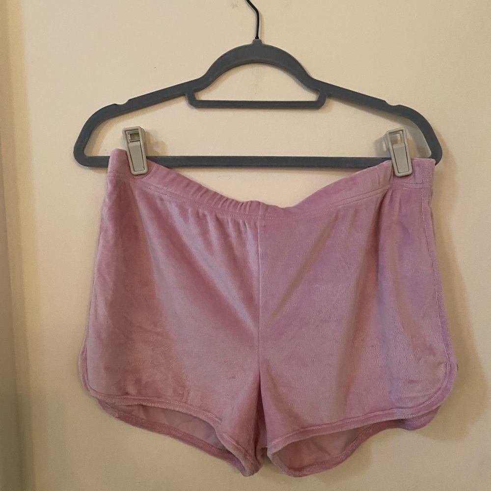 Juicy Couture Pink Velour Rhinestone “Juicy” Lounge Shorts Y2K Glam Size L - Picture 5 of 7